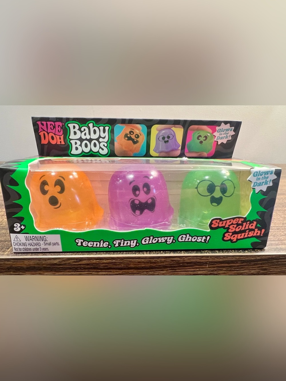 Baby Boos Glow-in-the-Dark Ghost Squish Toy Trio - Orange, Purple, Green